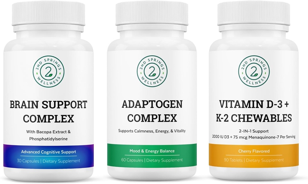 Vitality & Mind Wellness Trio Sche - Beyin Destek Kompleksi, Adaptogen Kompleksi ve D3+K2 Vitamini