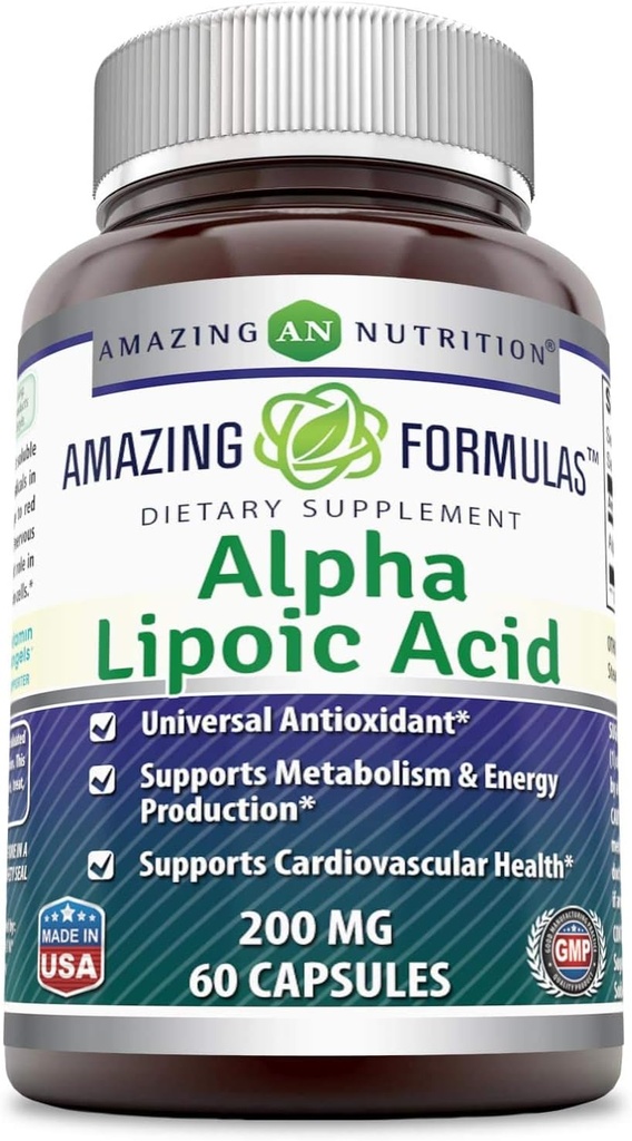 Amazing Formulas Alpha Lipoic Acid | 200 Mg Supplement | Capsules | Non-GMO | Gluten-Free | Made in USA (1 Pack, 60)