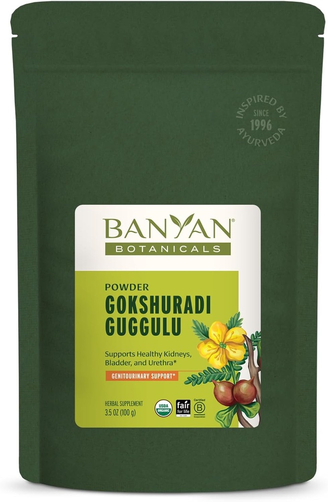 Banyan Botaniks Gokshuradi Guggulu Toz – Organik Ayurvedic Supplement ile Guggulu & Gokshura – Sağlıklı Urinary Tract ve Kidney Desteği için * – 3.5 oz – Non-GMO Sustainable Sourced Vegan