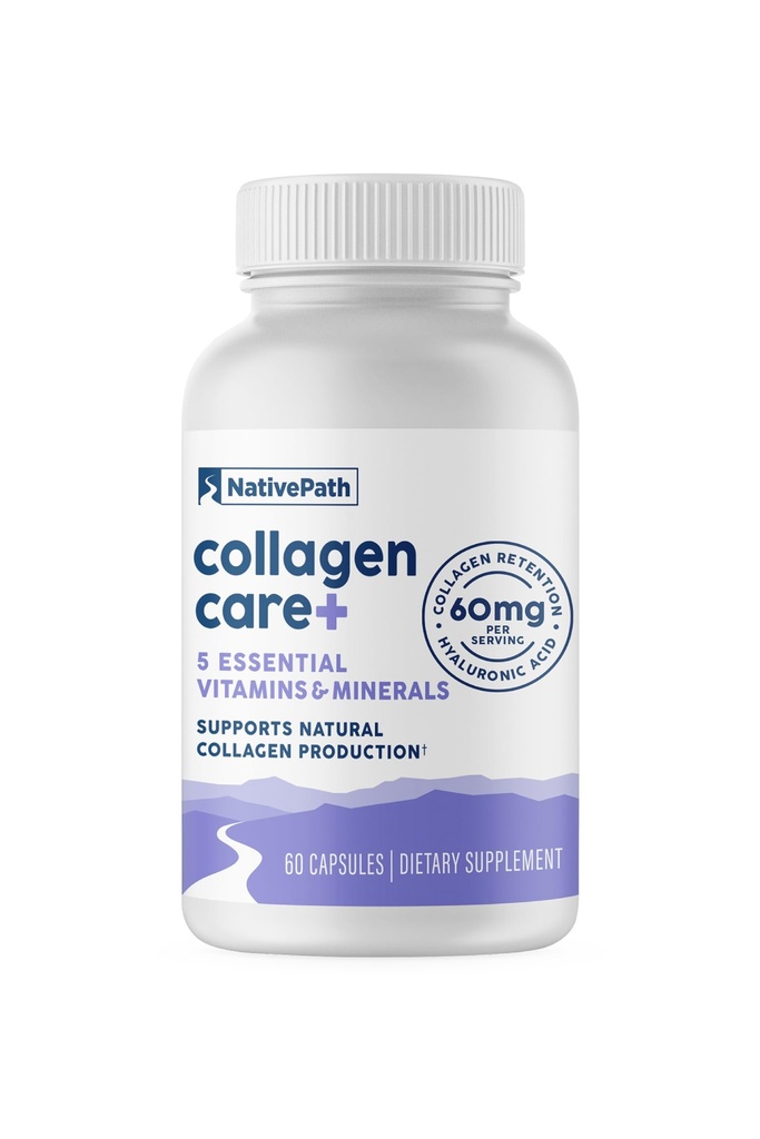 YerliPath Collagen Care+, 5 Vitamini Hyaluronic Acid ve Boron Bu Destekler Erkekler ve Kadınlar için Kolajı, 60 Capsules