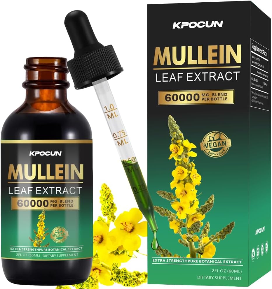 Lungs için Mullein Drops - Lung Cleanse - Leaf Extract - Herbal Supplements - Immune Support,Detox & Respiratory Desteği için Güçlü Mullein - 2 fl ozz