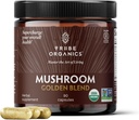 TRIBE ORGANICS Mushroom Golden Mix Vegan Capsules Supplement - Adaptojenik Mushrooms Toz Immune Support Supplement - 10in-1 Mushrooms for Immunity Support & Brain Health - 90 Count 30