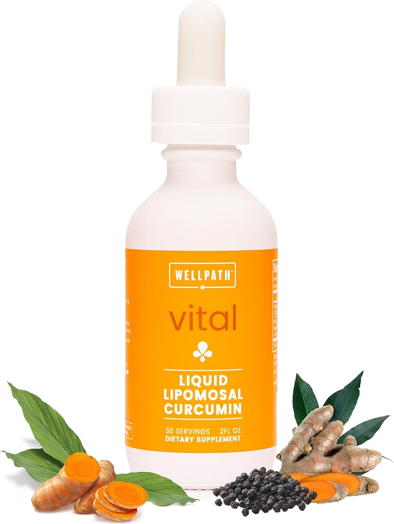 WellPath Liposomal Curcumin Supplement | Sıvı Turmeric Drops with Black Pepper Extract | Geliştirilmiş Abors | Non-GMO, Vegan, 2 oz
