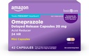 Temel Bakım Omeprazole Gecikmiş Yayın Mini Capsules 20 mg, asitksiyonu, 24HR Kalpburnu Yardımı, 42 Kont Pack