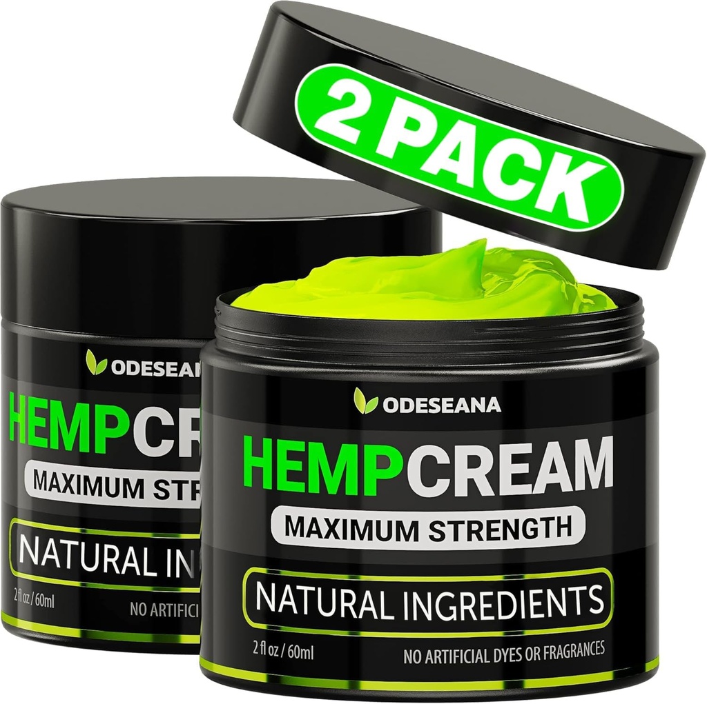 (2 Pack) Doğal Hemp Cream - Soothe Discomfort - Hemp Oil, Arnica, MSM, Glucosamine, MSM, Aloe, Turmeric, Boswellia - Hızlı Aborpsiyon, Non-Grko