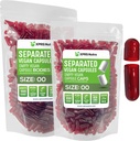 XPRS Nutra Vegan Boyutu 00 Ayrılı Kapsüller - 1000 Kont Premium Boş Kapsüller Çantada Ayrıştı - 00 DIY Supplement (Clear Red)