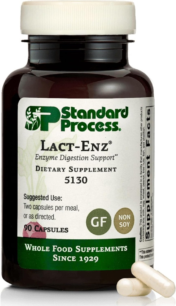 Standard Process Inc. Lact-ENZ - Tüm Gıda Immune Support, Digestion and Digestive Health with Bifidobacterium Longum, Cellulase, Pro, Amylase, Lipase, Maltodextrin ve More - 90 Capsules