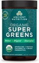 Ancient Nutrition Super Greens Powder, Organic Superfood Powder with Probiotics Made with Spirulina, Chlorella, Matcha, and Digestive Enzymes, 25 Servings, 7.05oz