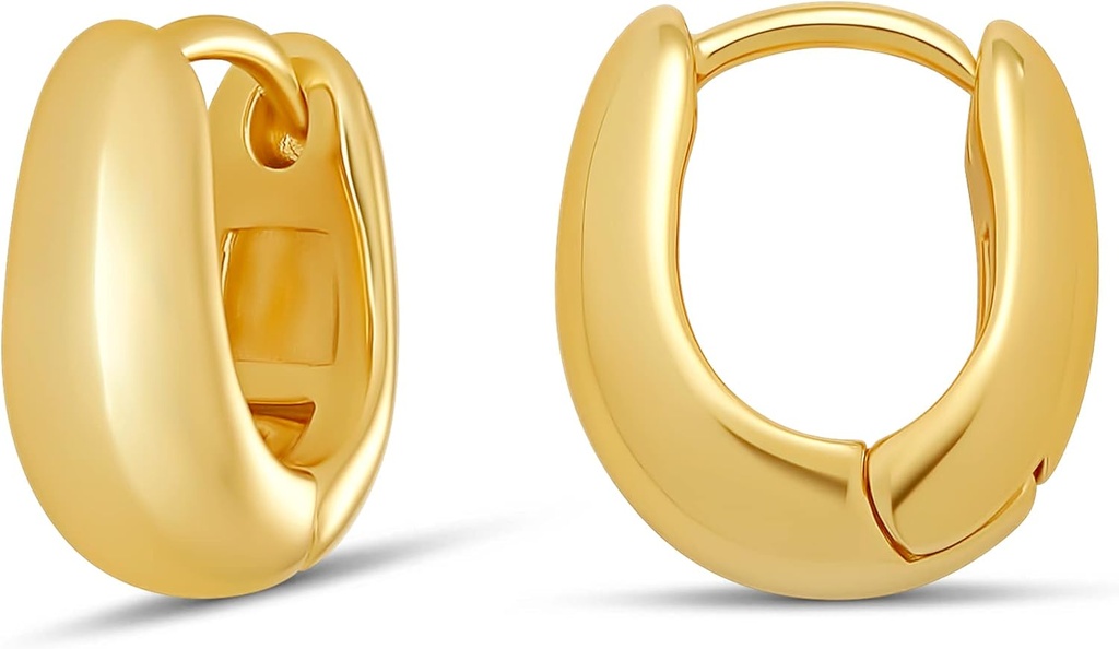 Essentials 14K Gold veya Sterling Silver Plated Teardrop Huggie Hoop 12mm