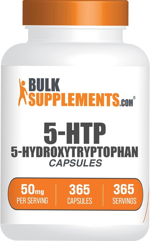 BulkSupplements.com 5-HTP Capsules - 5-Hydroxytryptophan, 5-HTP 50mg - 5 HTP Supplement for Well-Being - Amino Acid & Gluten Free, 1 Capsule per Service, 365 Capsules (Pazardadada 1 Capsule)