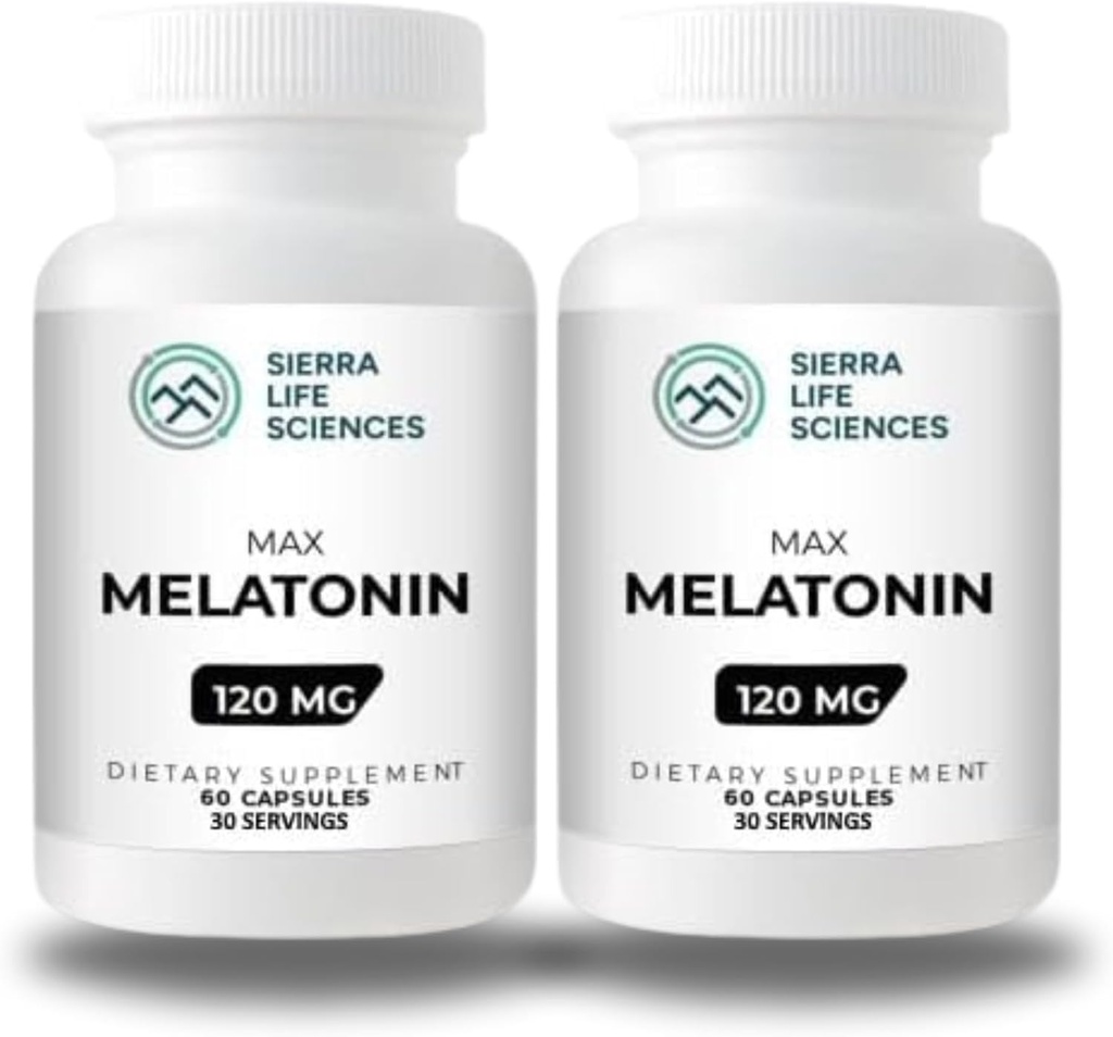 120 mg Υψηλή Δοσολογία Μελατονίνη Max σε Κάψουλες Easy- to-Swallow - 30 Σερβιέτες (πακέτο των 2)