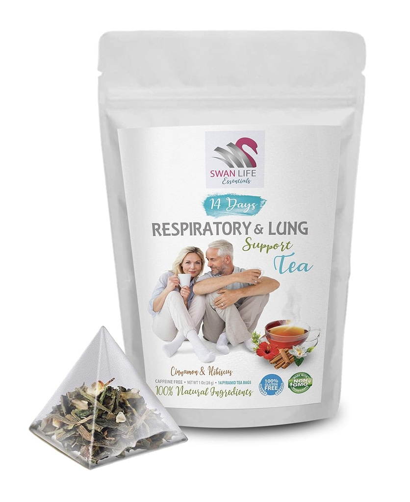 Peppermint Çay - RESPIRAT VE LUNG DESTEK TEA 14 Gün - astragalus membranaceus kökü, Cinnamon, Hibiscus, Marshmallow Root, organik bitkisel çay, akciğer desteği otları, bağışıklık çayı - 1Pack 14 çanta