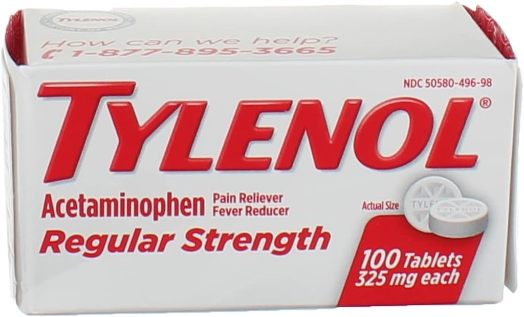 Tylenol Str Regngth 100S Boyutu 100ct Tylenol 325 Mg Regular Strength Pain Reliever
