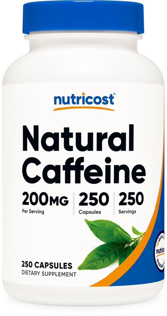 Nutricost Natural Caffeine 200 mg, 250 Vegetarian Capsules - Gluten Free, Non-GMO