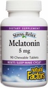 Stres-Relax Melatonin 5 mg Doğal Faktörler, Doğal Uyku Yardımı, Uyku-Wake Çevrimi, 90 çiğnenebilir tablet (90 hizmet), Peppermint Flavor