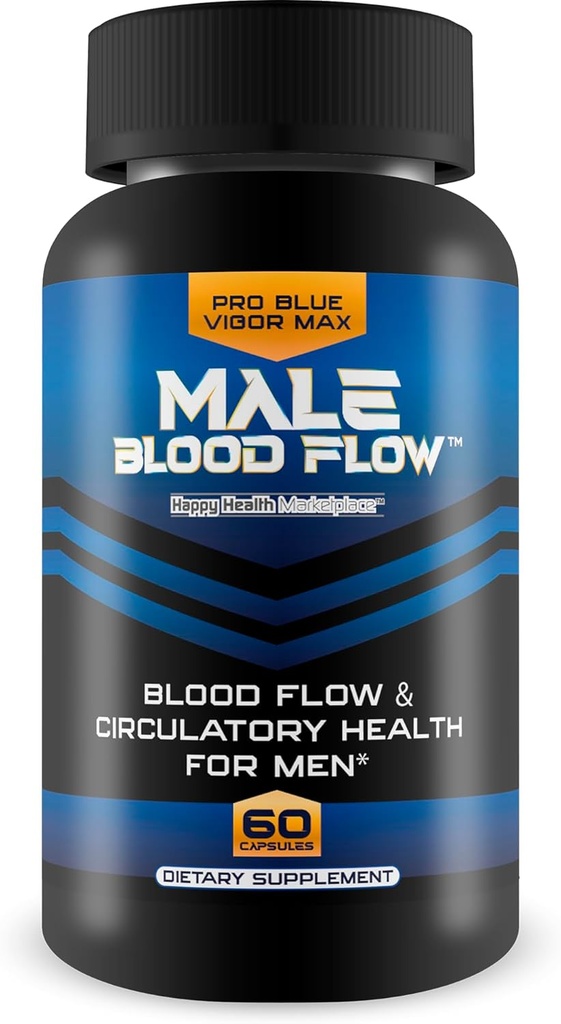 Pro Blue Vigor Max Male Blood Flow - Our Best Blood Circulation Supplements for Men - Our Best Nitric Oxide Supplements for Men - Blood Flow Supplement - Daily Blood Flow Care
