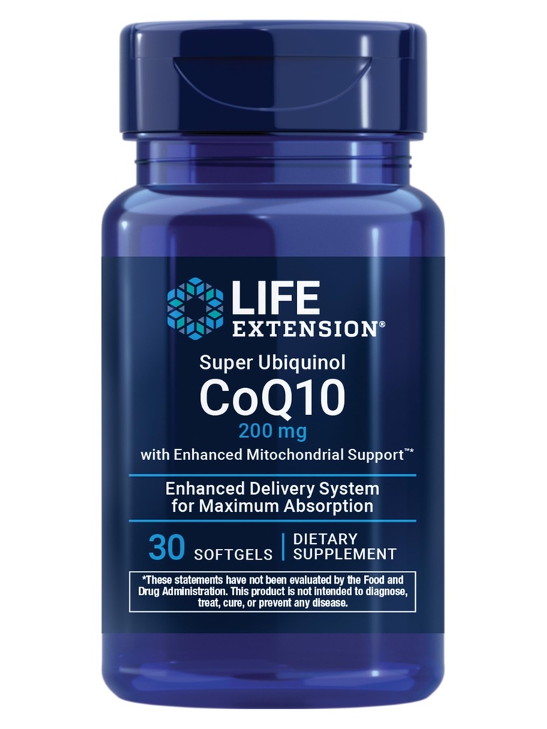 Life Extension Super Ubiquinol CoQ10 gelişmiş Mitochondrial Support – 200 mg, Shilajit – Kalp Sağlığı, Hücre Enerji, Oxidative Stres – Gluten-Free, Non-GMO – 30 Softgels