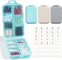 3 Pack, 14 GRIDS Seyahat Pill Organizer Box ile Etiketler - Travel Medicine Case Kit - Pocket Daily Eczane Konteyner - Balık Yağ Vitamini Ek Depolama için Seyahat İlaçları