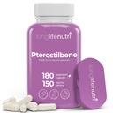 Pterostilbene Supplement 150 mg, Elevate Cellular Energy, 180 Vegan Capsules, 3 Ay Supply, Pure Organic Pterostilbene Extract, Made in USA, Non GMO, Clean Label, Easy Swallow Antioxy Support