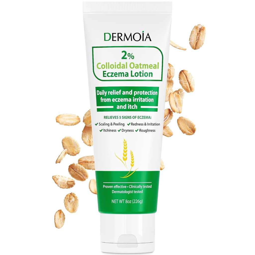 2 Colloidal Oatmeal Eczema Lotion - Soothing and Moisturing Anti-Itch Cream & Body Lotion with Aloe Vera, Shea and Glycerin - Nourishing Eczema Cream for Superior Relief and Protection 8oz