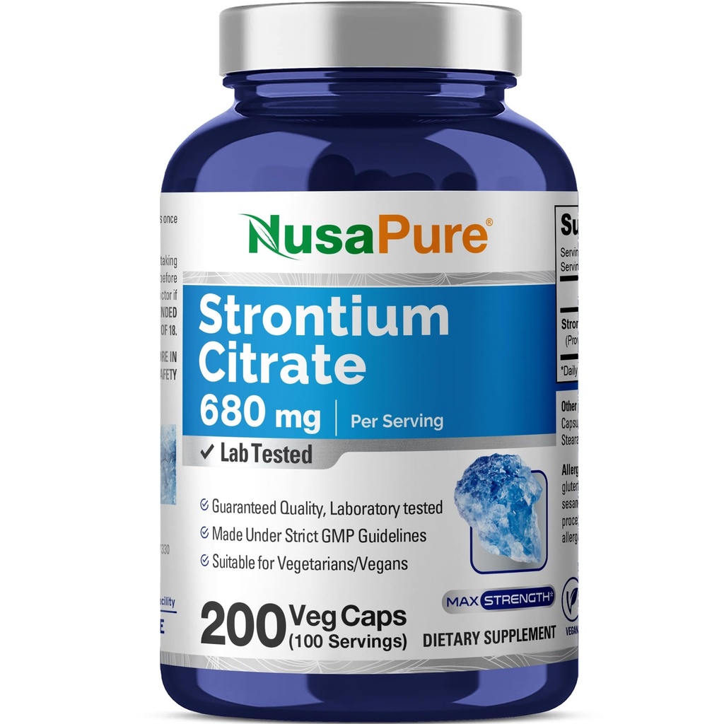 NusaPure Strontium 680 mg 200 Χορτοφαγικά Καπάκια (Non-GMO, Vegan)