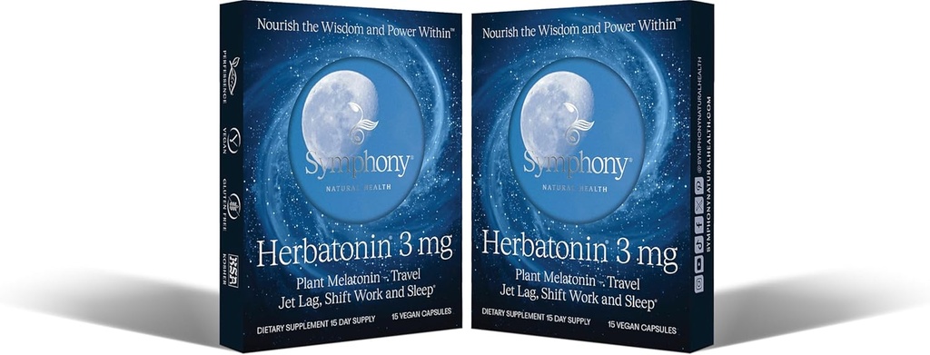 Herbatonin® 3 mg - The First Natural Plant Melatonin Yetişkin Sleep Aid, Circadian Rhythm Support for Jet Lag, Shift Work, General Sleeplessness - 120 Pure Vegan Capsules (120 Day Supply)