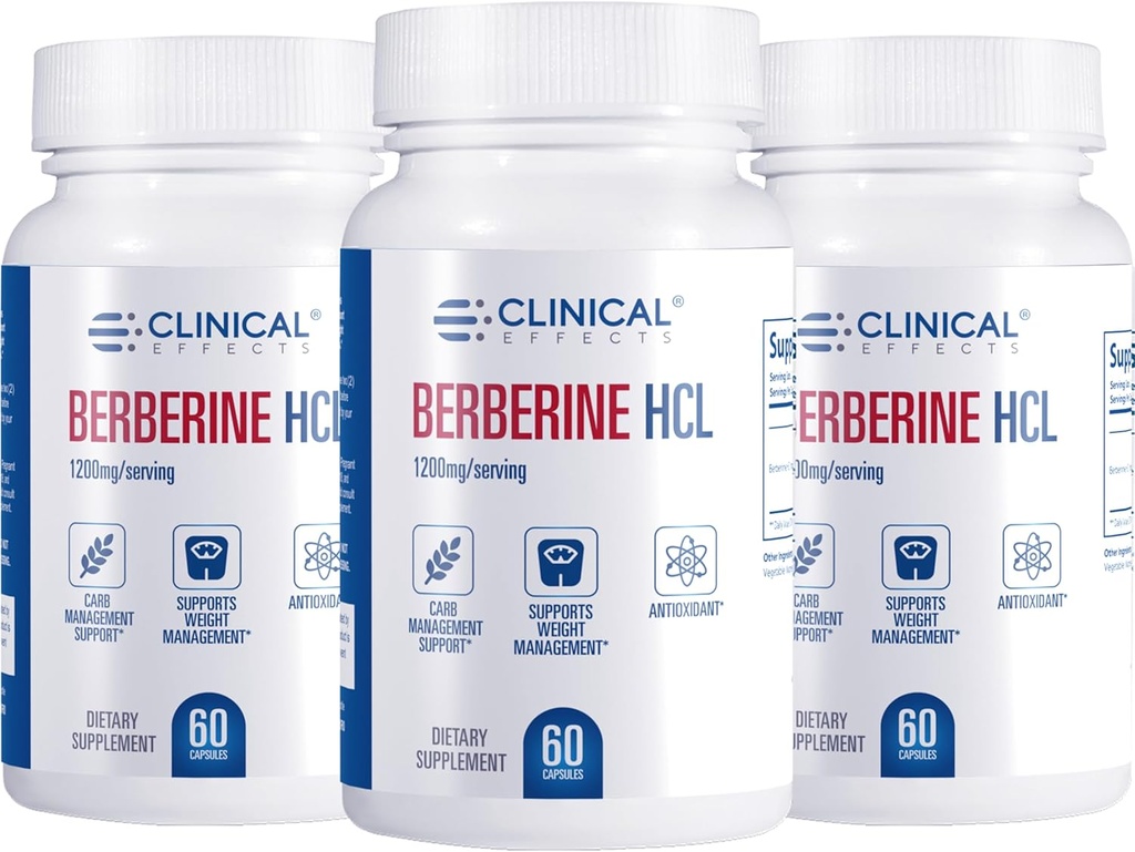 Klinik Etkileri Berberine HCL - Pure Berberine 1200 mg - Liver Support - Vegan Supplement - 3 Pack - ABD'de Made in the USA