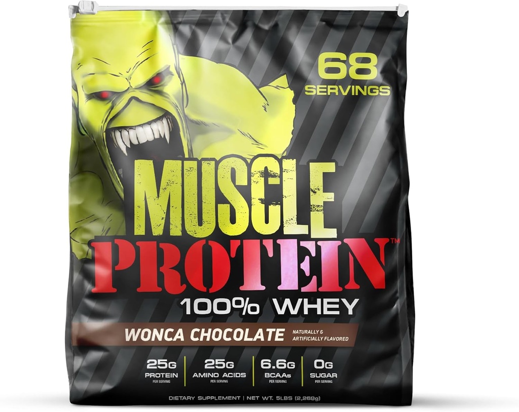 COLOSSAL LABS Muscle Protein Whey Powder [5 lbs/Pack of 1]– Cold Filtered, 25g Pure Protein, 6.6g BCAAs (Packaging May Vary) (5LB, Chocolate)