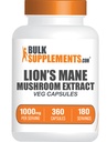 BulkSupplements.com Lion's Mane Mushroom Extract Capsules - Mushroom Supplement, Brain Supplement for Memory and Focus Support - Vegan, 2 Capsules (1000 mg), 360 Capsules (Pack of 1)