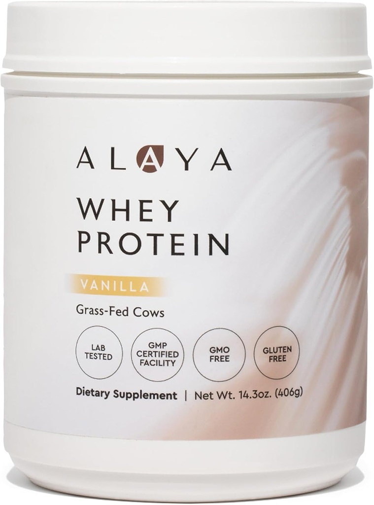 Alaya Naturals - Grass Fed Whey Protein Toz - Vanilla Flavor, All Natural, Hormon Free - hizmet başına 20g protein - Non-GMO, rBGH Free, Gluten Free - Great Source of BCAA