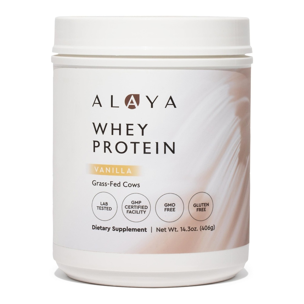 Alaya Naturals - Grass Fed Whey Protein Toz - Vanilla Flavor, All Natural, Hormon Free - hizmet başına 20g protein - Non-GMO, rBGH Free, Gluten Free - Great Source of BCAA