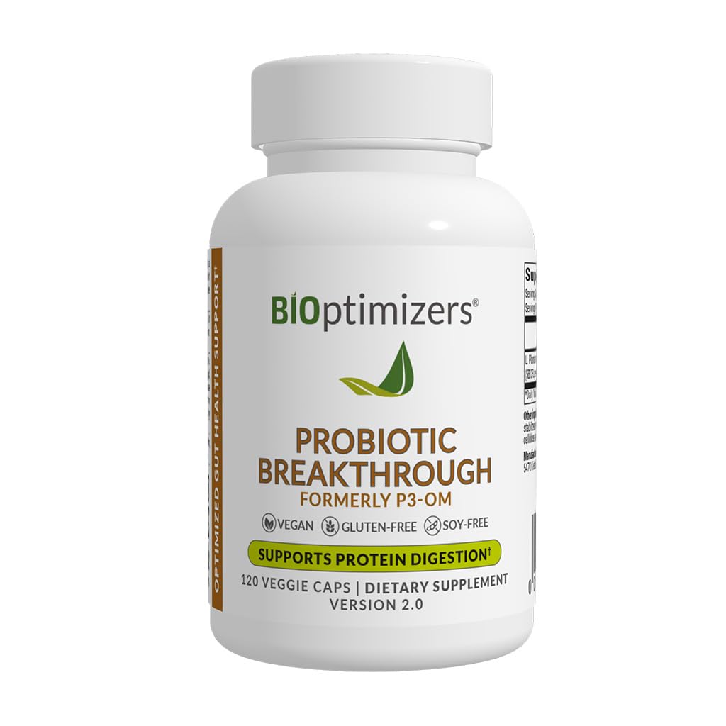 BiOptimizers Probiyotik Breakthrough – Lactobacillus Plantarum OM Probiyotiks & Prebiyotiks Health Supplement for Gut, Digestive & Immune Support Probiyotiks for Women Men Elderly- 120 Vegan Capsules