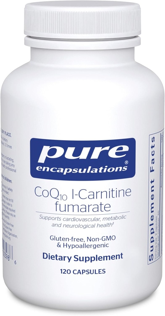 Pure Encapsulations CoQ10 l-Carnitine Fumarate | Ultra-Charged Cardiovascular Destek | 120 Capsules