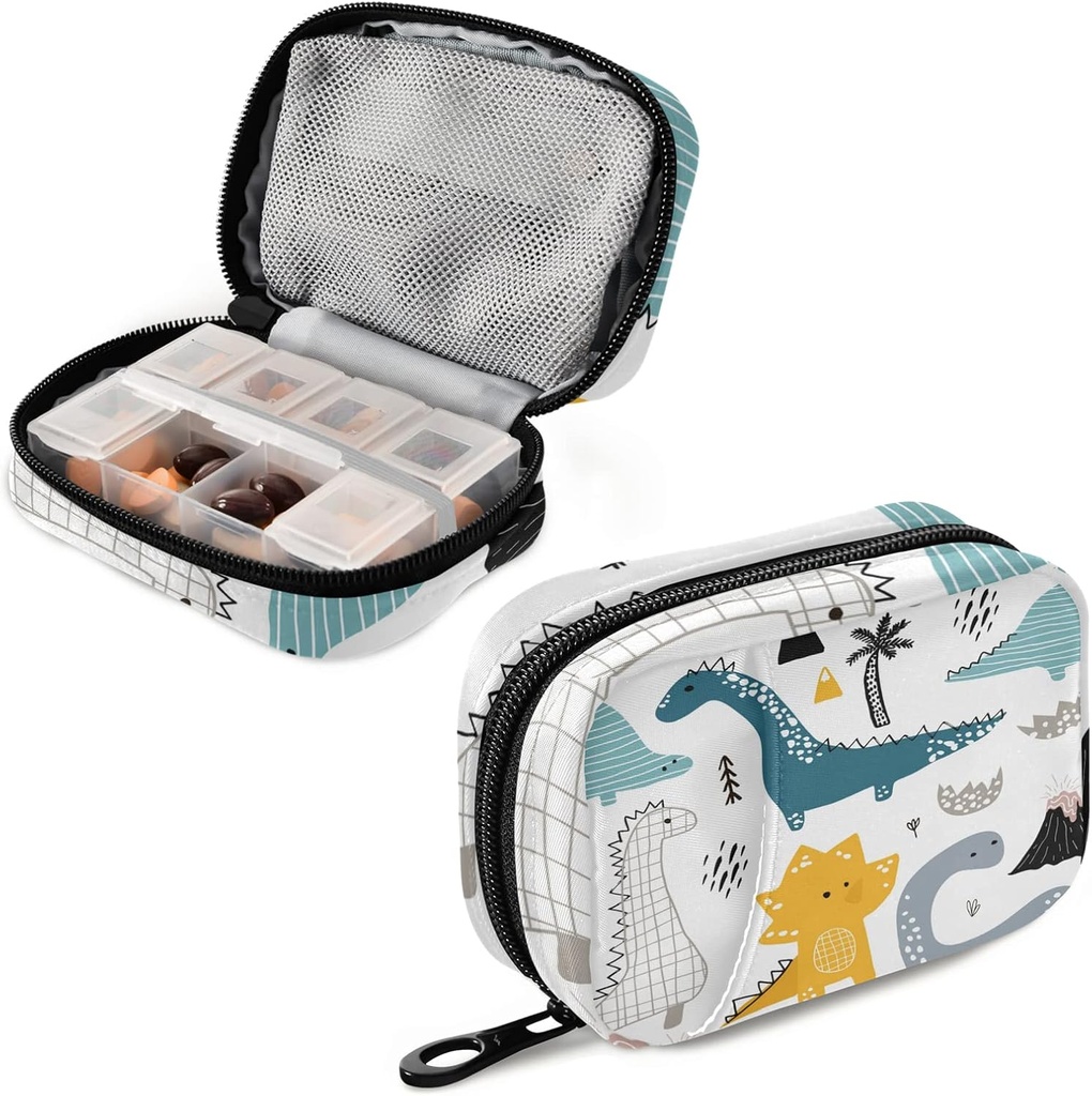 Dinozor Pill Vakaları Bag White Dino Pill Box Organizecılar 7 Gün Tıp Konteyneri Tamamlayıcılar