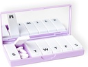 PORT X POLISH Tasarımcı Pi Weekly Box Organizer (Single 1X Daily, Lilac) | Compact, Şık 7Day Vitamin Supplement Case | Cute Portable Mini Travel Medicine Carrier | Madonna-Free Pillbox Caddy