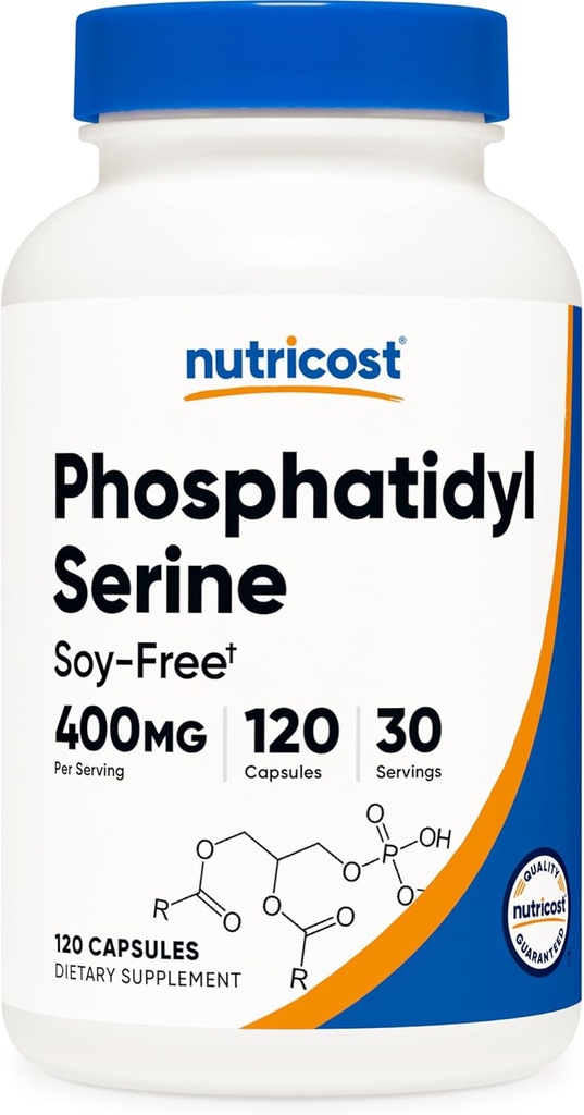 Nutricost Phosphatidylserine 400 mg, 120 Capsules - Soy Free, 30 Hizmet, Vegetarian Friendly, Non-GMO, Gluten Free