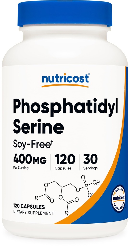 Nutricost Phosphatidylserine 400mg, 120 κάψουλες - Χωρίς σόγια, 30 υπηρεσίες, χορτοφάγοι φιλικοί, μη ΓΤΟ, Χωρίς γλουτένη