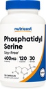 Nutricost Phosphatidylserine 400 mg, 120 Capsules - Soy Free, 30 Hizmet, Vegetarian Friendly, Non-GMO, Gluten Free