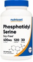 Nutricost Phosphatidylserine 400mg, 120 κάψουλες - Χωρίς σόγια, 30 υπηρεσίες, χορτοφάγοι φιλικοί, μη ΓΤΟ, Χωρίς γλουτένη