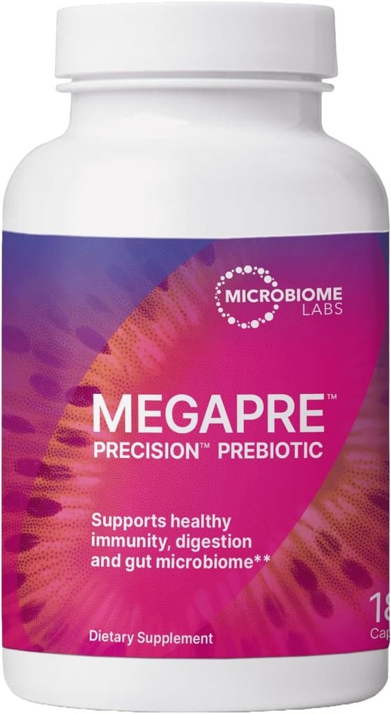 Microbiome Labs MegaPre Prebiotic Fiber συμπλήρωμα σε κάψουλες λαχανικών - Prebiotic συμπλήρωμα με κλινικά ελεγμένο Oligoσακχαρίτες - Υποστήριξη μικροβιακή ποικιλότητα & υγεία των ούλων (180 κάψουλες)