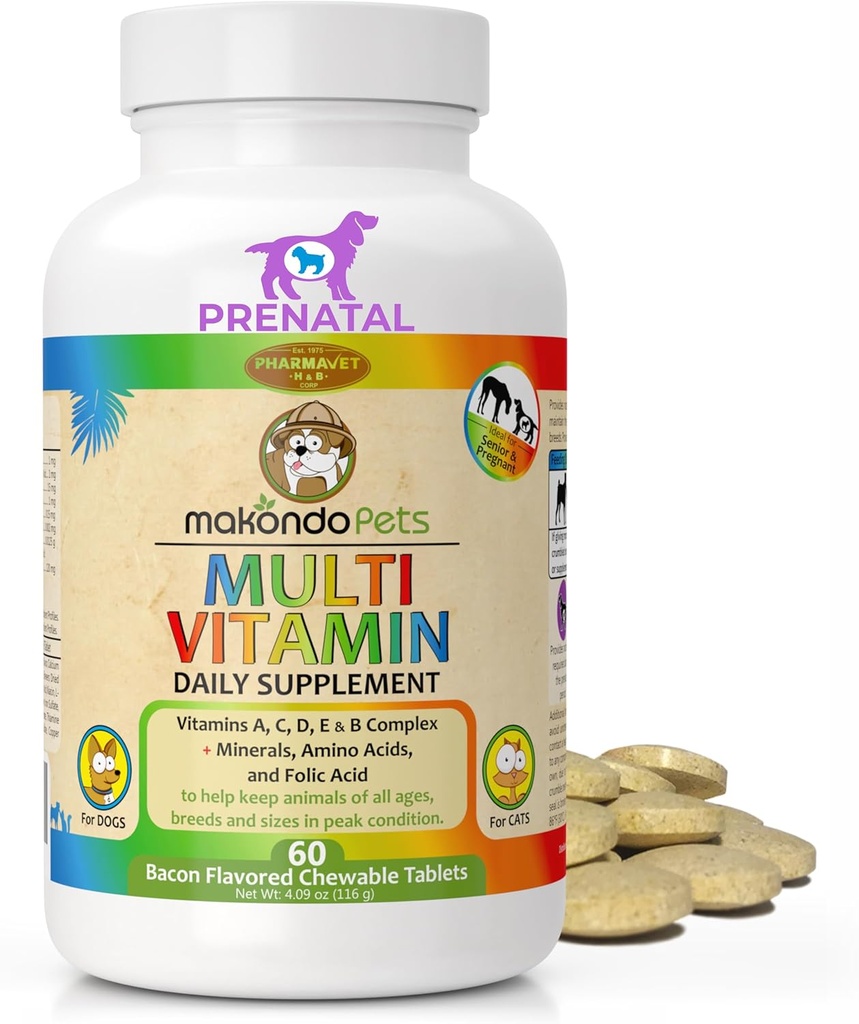 Köpek Prenatal Vitaminleri – Multivitamin, Folic Asit, Kalsiyum, Demir, Mineraller ve Amino Asitler. Hamile, Emzirme ve Yeni doğan Evcil hayvanlar için idealdir - Senior Dog Supplement, Complete Puppy Multi Vitamin.