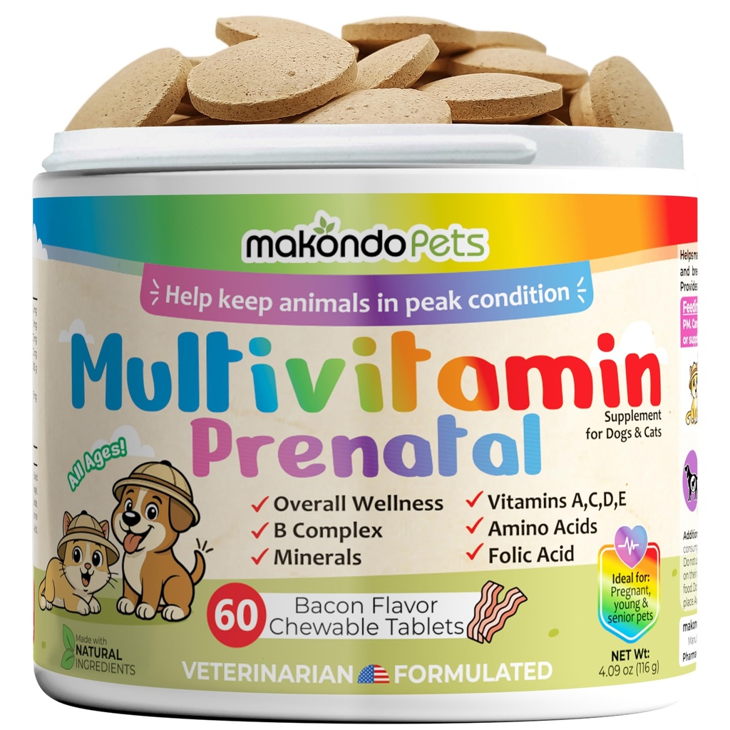 Köpek Prenatal Vitaminleri – Multivitamin, Folic Asit, Kalsiyum, Demir, Mineraller ve Amino Asitler. Hamile, Emzirme ve Yeni doğan Evcil hayvanlar için idealdir - Senior Dog Supplement, Complete Puppy Multi Vitamin.