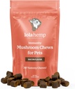 Lolahemp Mushroom Supplement for Dogs - Tasty Chews with Organic Mushroom Complex for Immune System & Cognitive Health - Türkiye Tail, Reishi, Shiitake, Maitake & Lion's Mane Chews