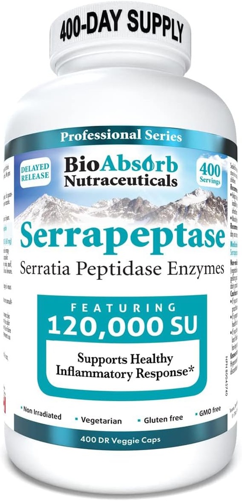 BioAbsorb Serrapeptase Supplement 120000 SPU, High Potency, Gecikme