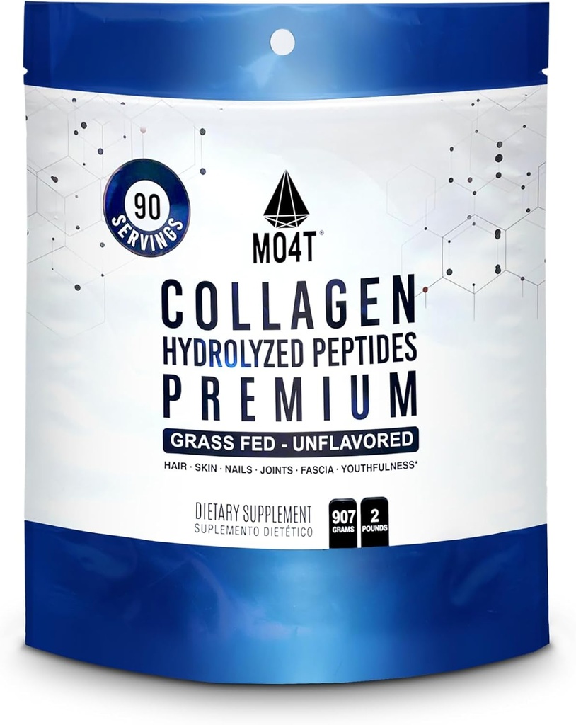 MO4T Collagen Hydro- Grass-Fed Collagen- Hydrolyzed Collagen Toz- Unflavored- 2 Pounds Collagen- Large Collagen Toz