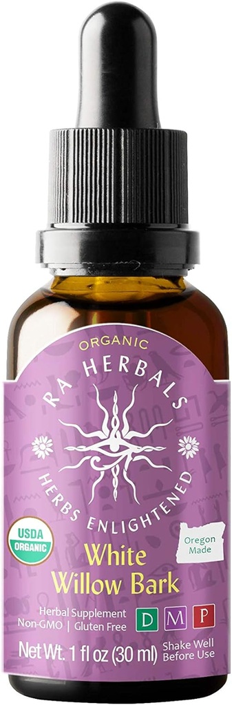 Ra Herbals Organic White Willow Bark Liquid Extract - Inflammation Support - 1 fl oz
