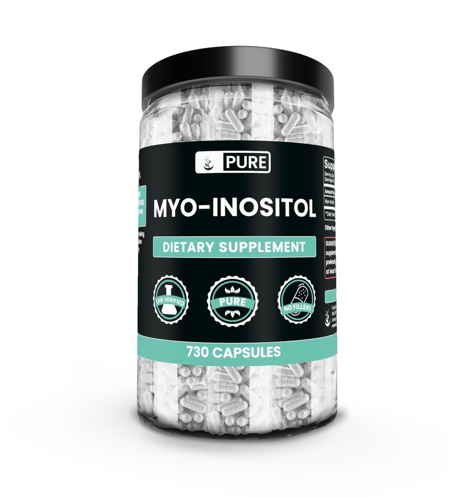 Pure Original Materialss Myo-Inositol (730 Capsules) No Magnezyum Or Rice Fillers, Always Pure, Lab