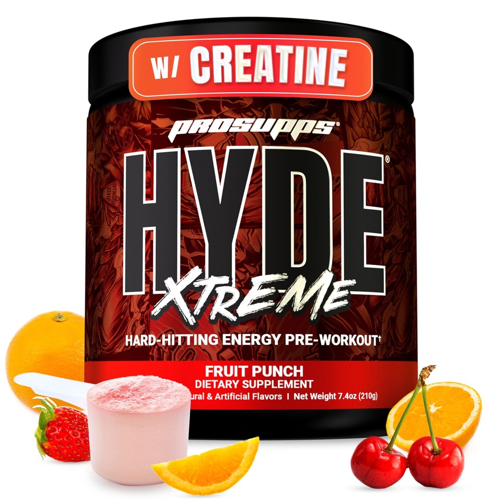 PROSUPPS Bay Hyde Xtreme Pre Workout Toz with Tinatine, Beta Alanine & Caffeine – Extreme Energy, Pumps, Focus & Performance - Fitness & Gym Supplements for Men & Women (Fruit Punch, 30 Hizmet)