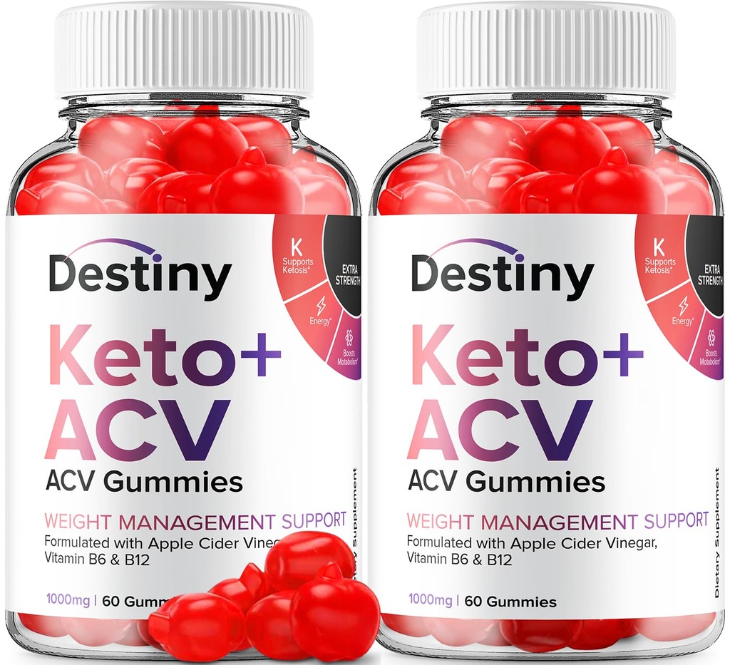 (2 Pack) Destiny Zhong ACV Gummies - Gelişmiş Formula Destiny Keto Plus ACV Gummies Apple Cider Vinegar, Kilo Yönetimi, Destiny ACV Diyetary Supplement (120 Gummies)