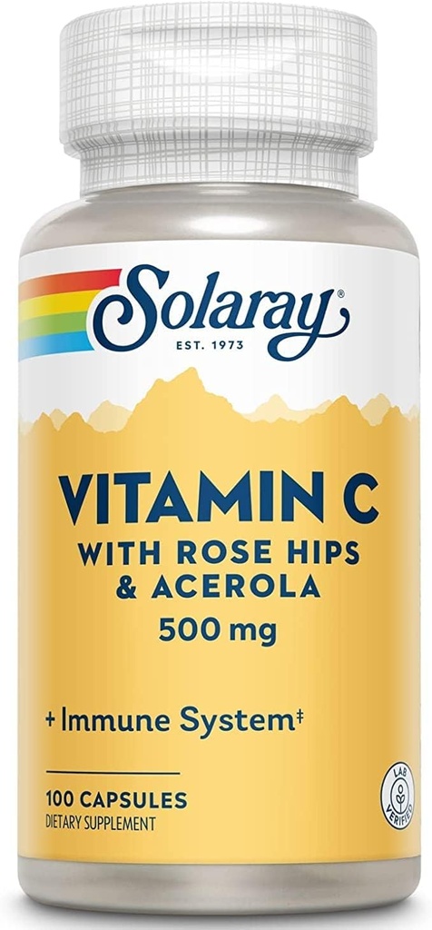 Solaray C w/Rose HIPS & Acerola, Καψάκιο (Btl- Plastic) 500mg 